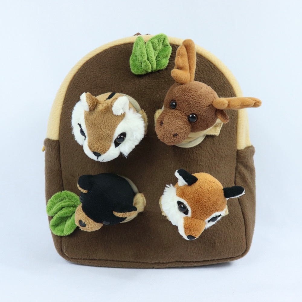 Unipak Forest Animal Plush Backpack 11" Chipmunk Moose Black Bear Fox